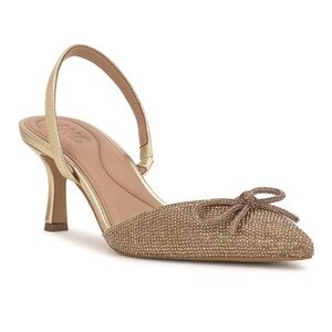 Elegant Gold Women's Heels with Bow